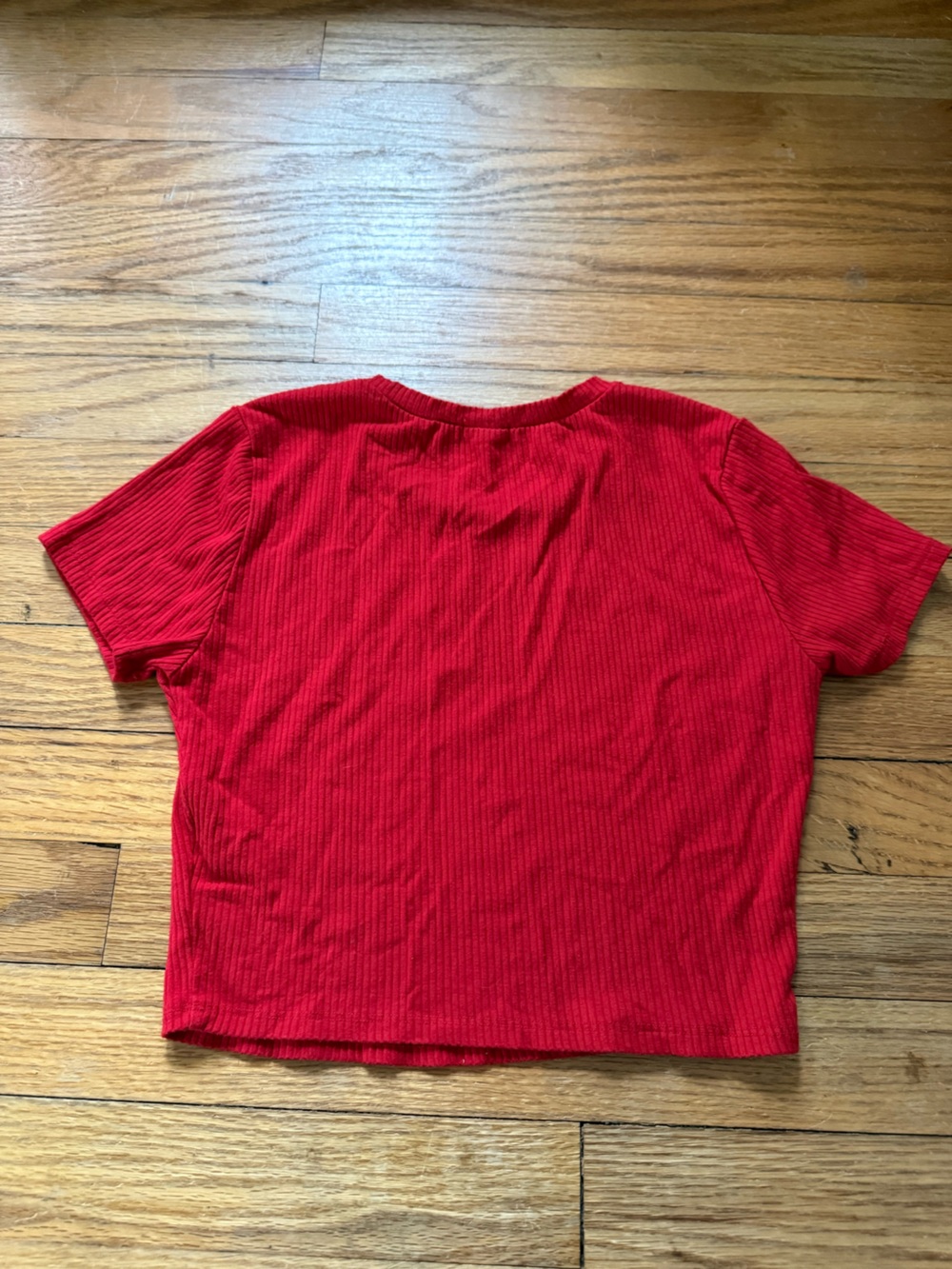 Garage Red Ribbed Crop Top - Picture 2 of 3